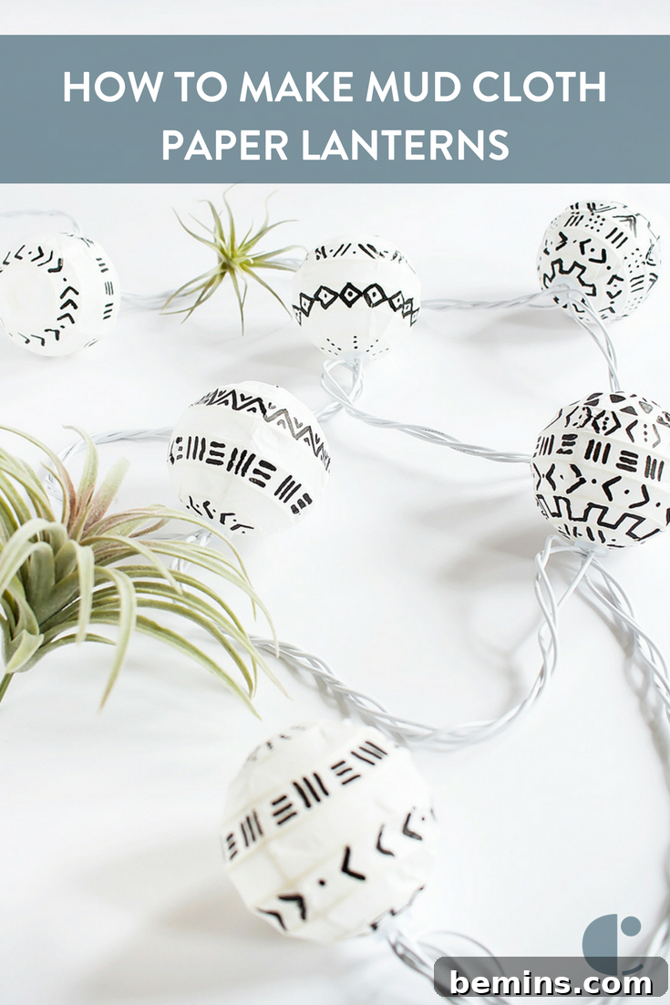 DIY Mud Cloth Paper Lanterns - indoors or out.
