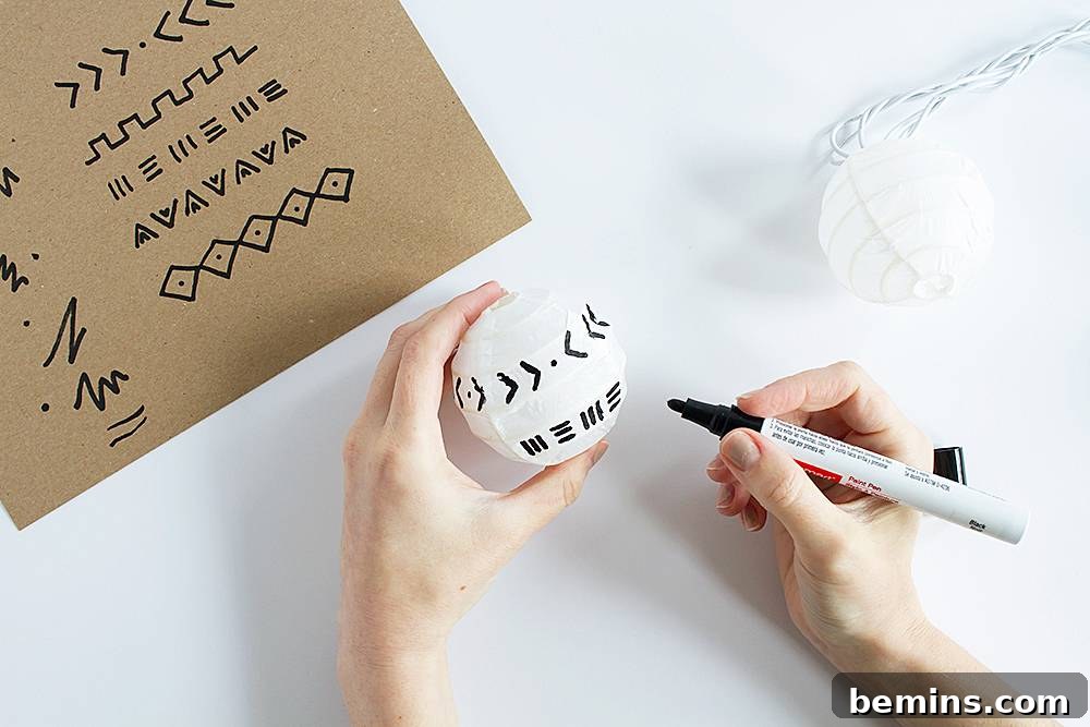 DIY Mud Cloth Paper Lantern Step 2