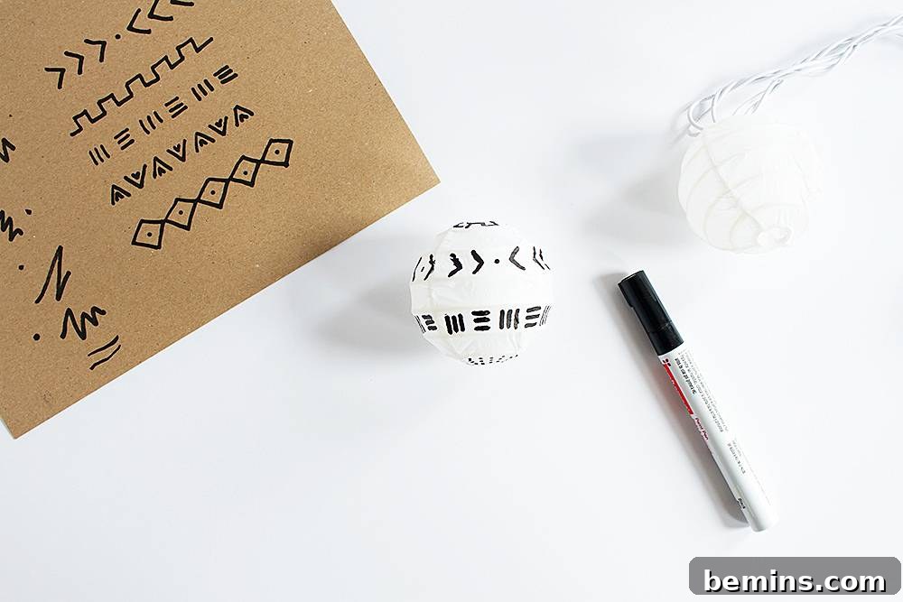 DIY Mud Cloth Paper Lanterns Step 3