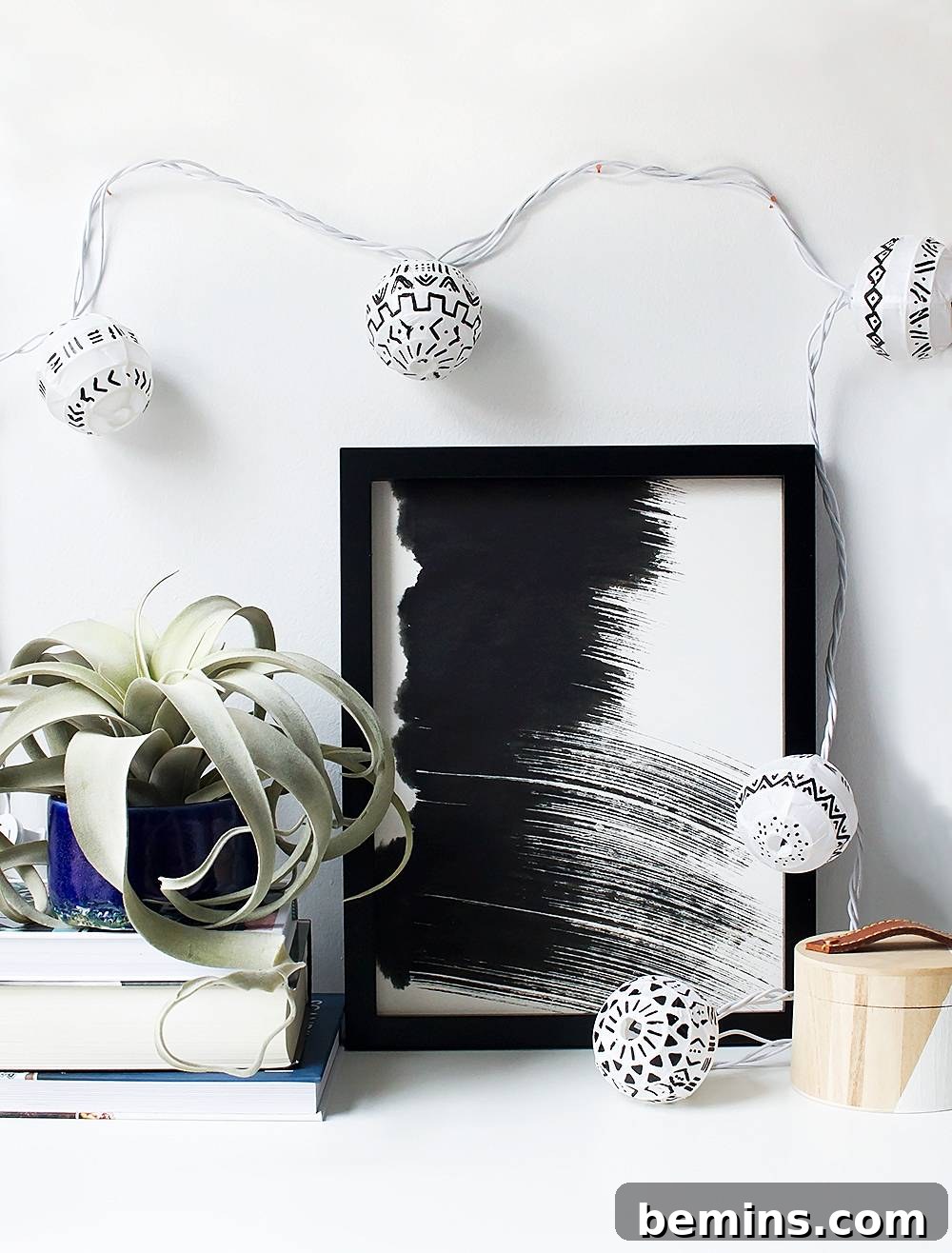 DIY Mud Cloth Paper Lanterns - an easy craft with only two supplies!