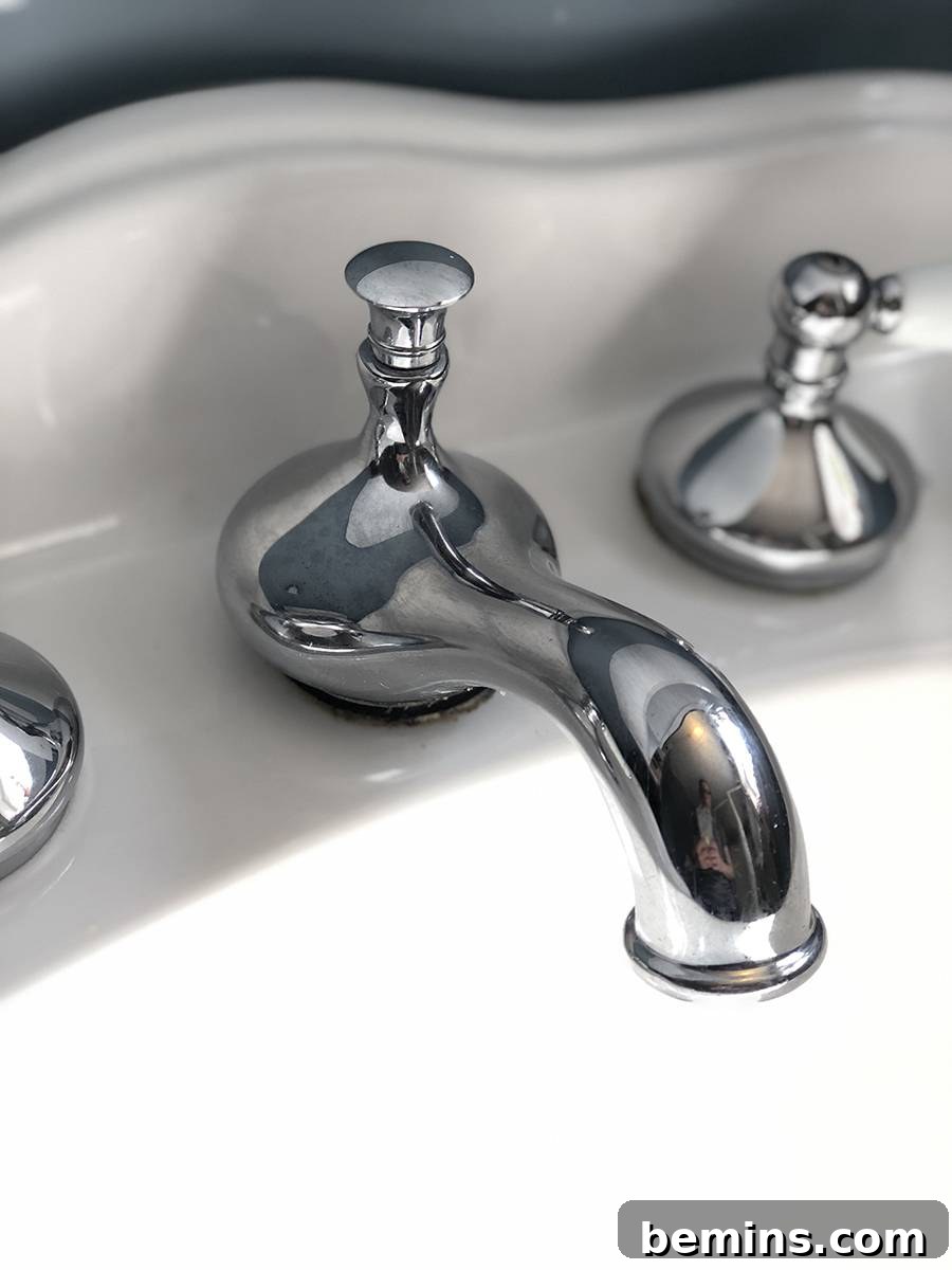After: A faucet cleaned with lemon.