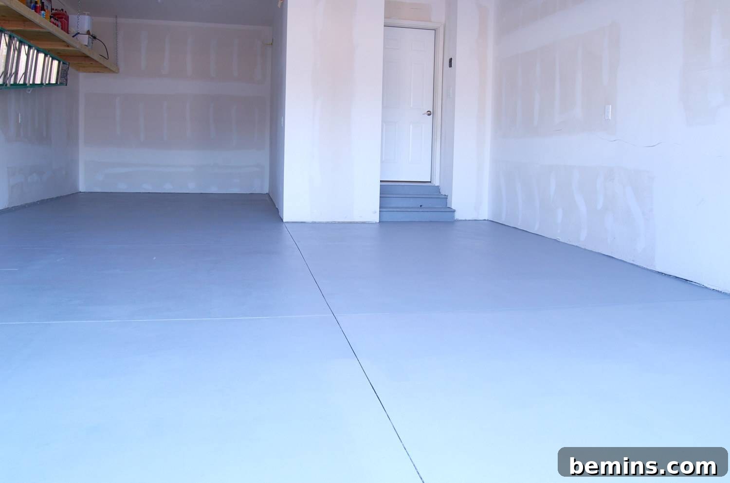 This is a painted garage floor, coated with 1-part epoxy