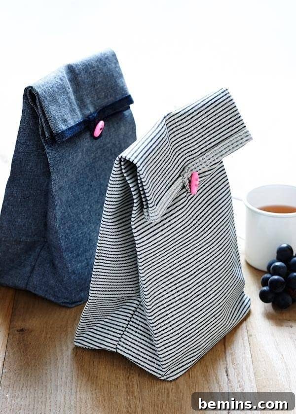 DIY Reusable Fabric Lunch Bags