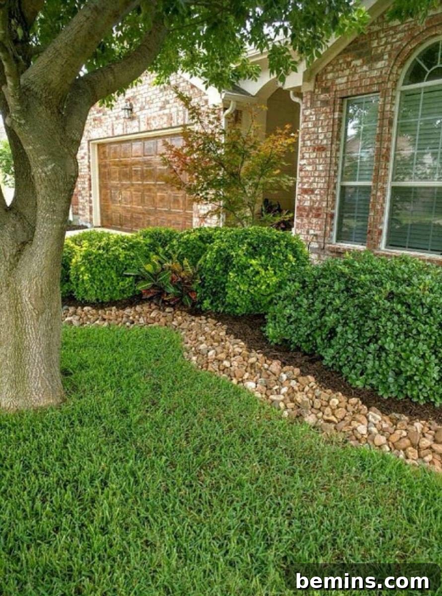 River Rock Edging in a Garden Bed