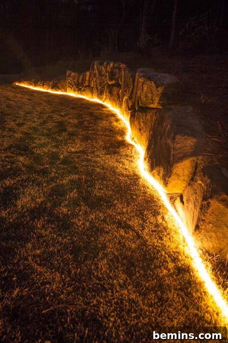 Rope Lighting in a Yard