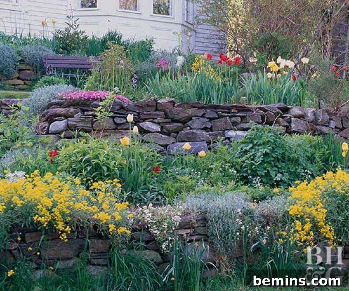 Cliff Landscaping with Stone and Flowers