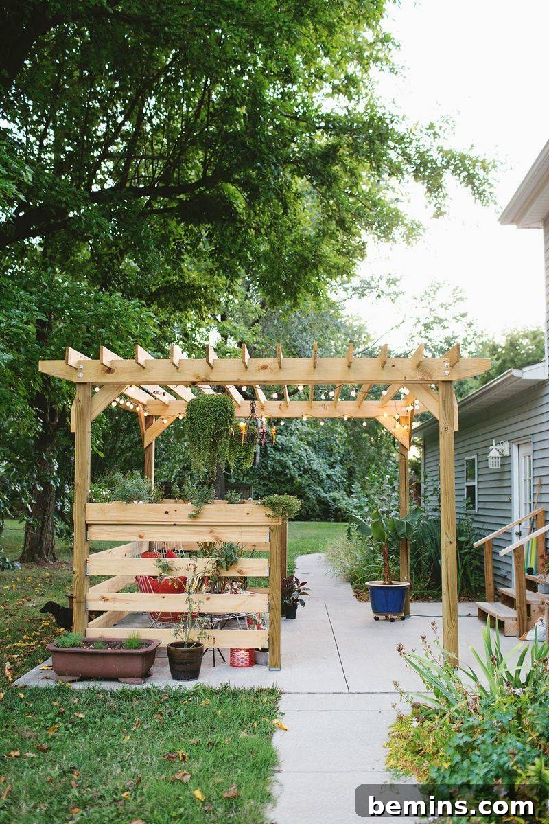 DIY Pergola in a Backyard