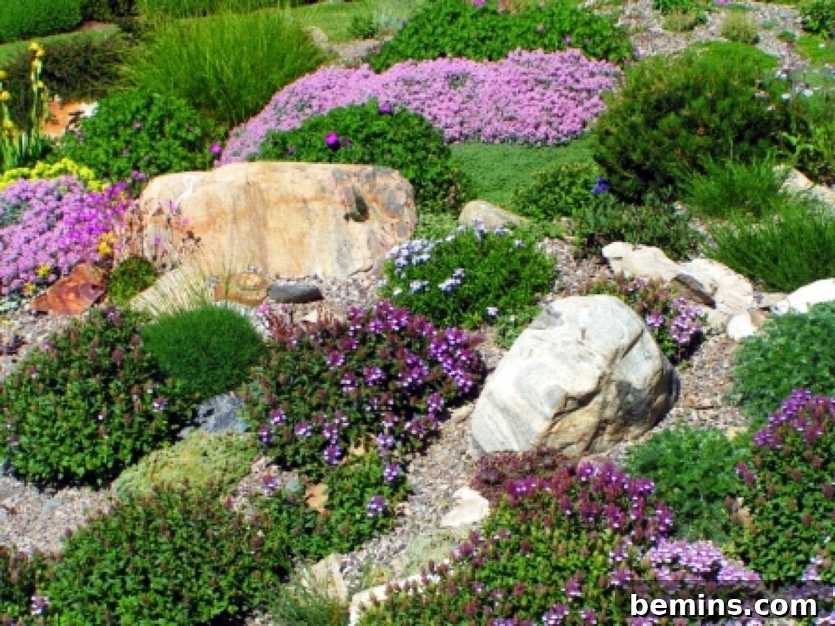 Large Boulders Among Flowers in a Landscape