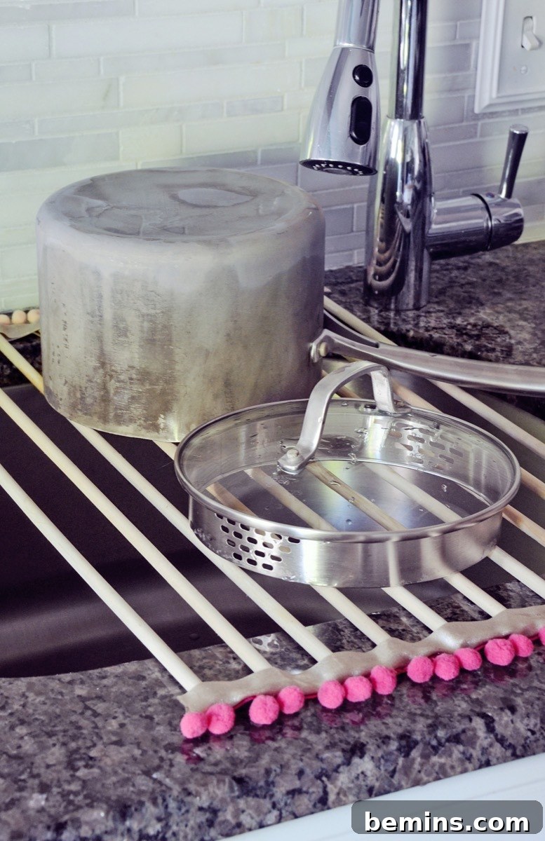 DIY Roll-Up Dish Drying Rack in Action