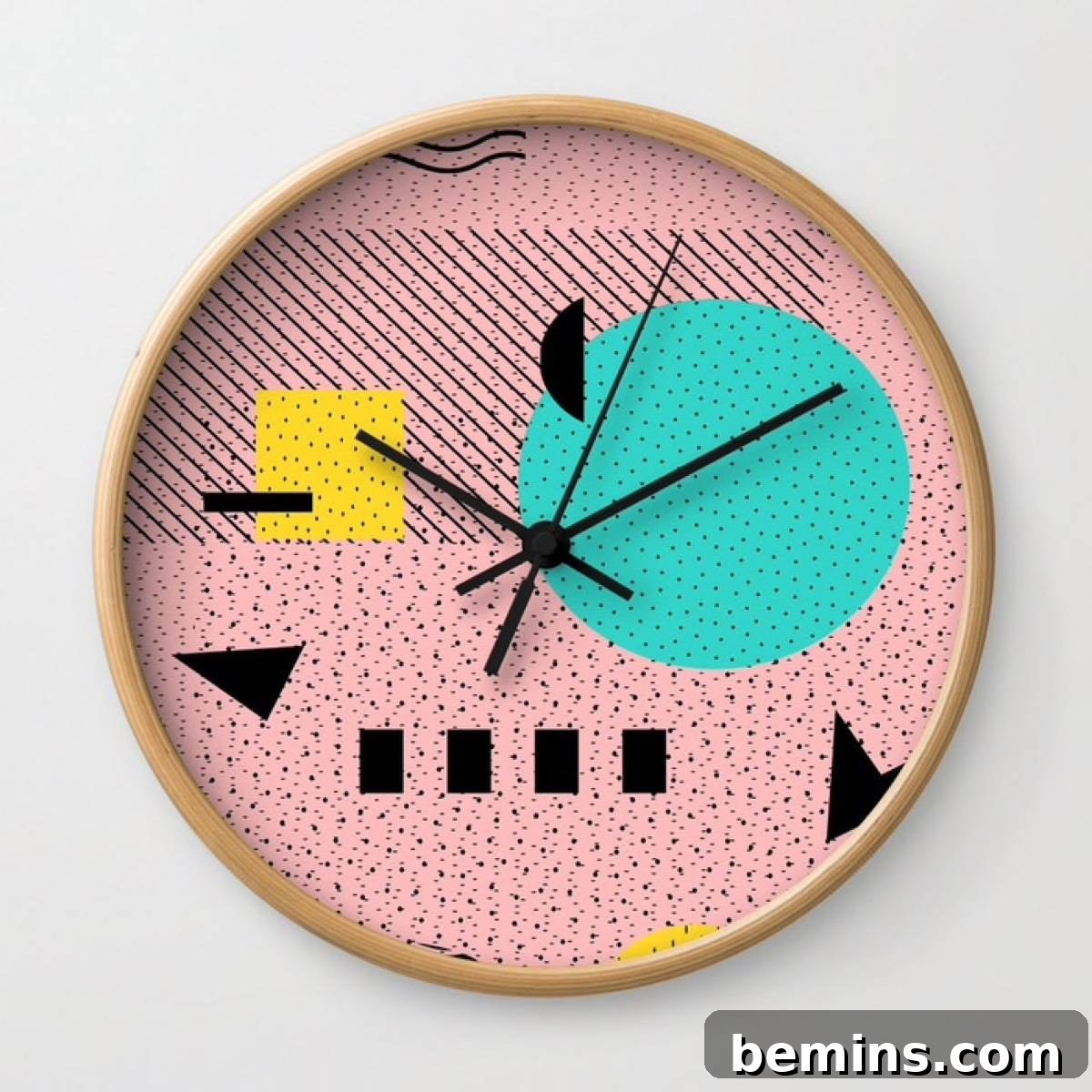 80s-inspired design on clock by Silver Pegasus, via Society 6