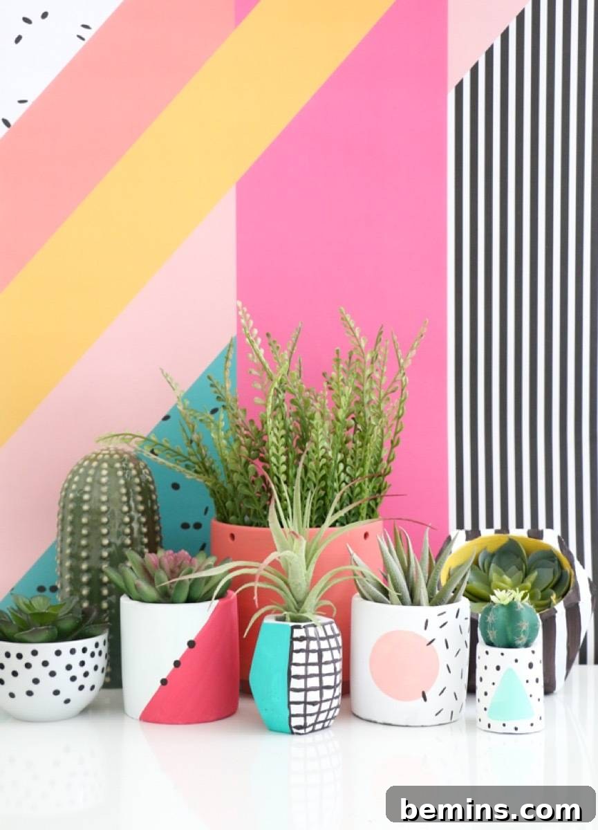 DIY Memphis-style planters by A Kailo Chic Life