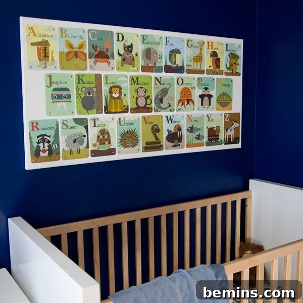 Nursery wall wall idea with flash cards