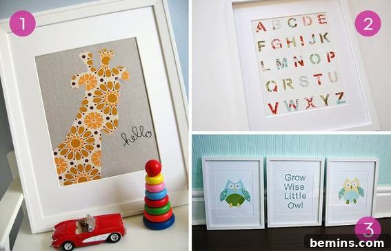 Photo frames using kids' things.