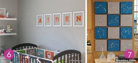 Two kinds of wall decor for a baby's room.