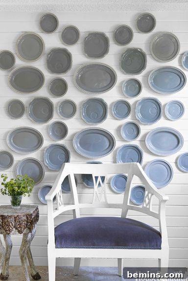 Plates as wall decor in a living room