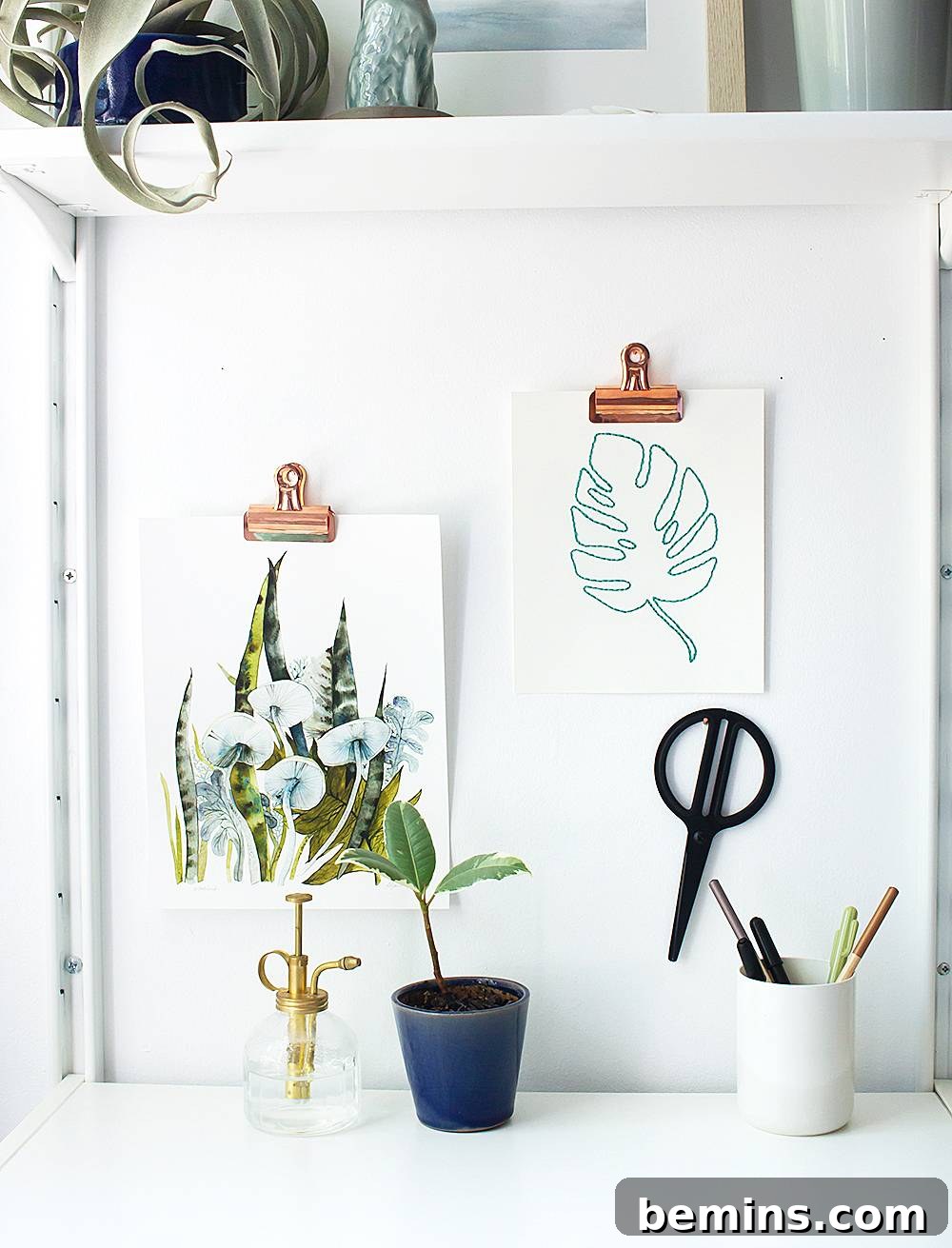 DIY Embroidered Monstera Leaf Art