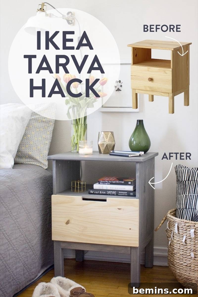 IKEA BESTA Hack: Geometric Nightstand Transformation 12 IKEA Tarva hack for bedside table transformation