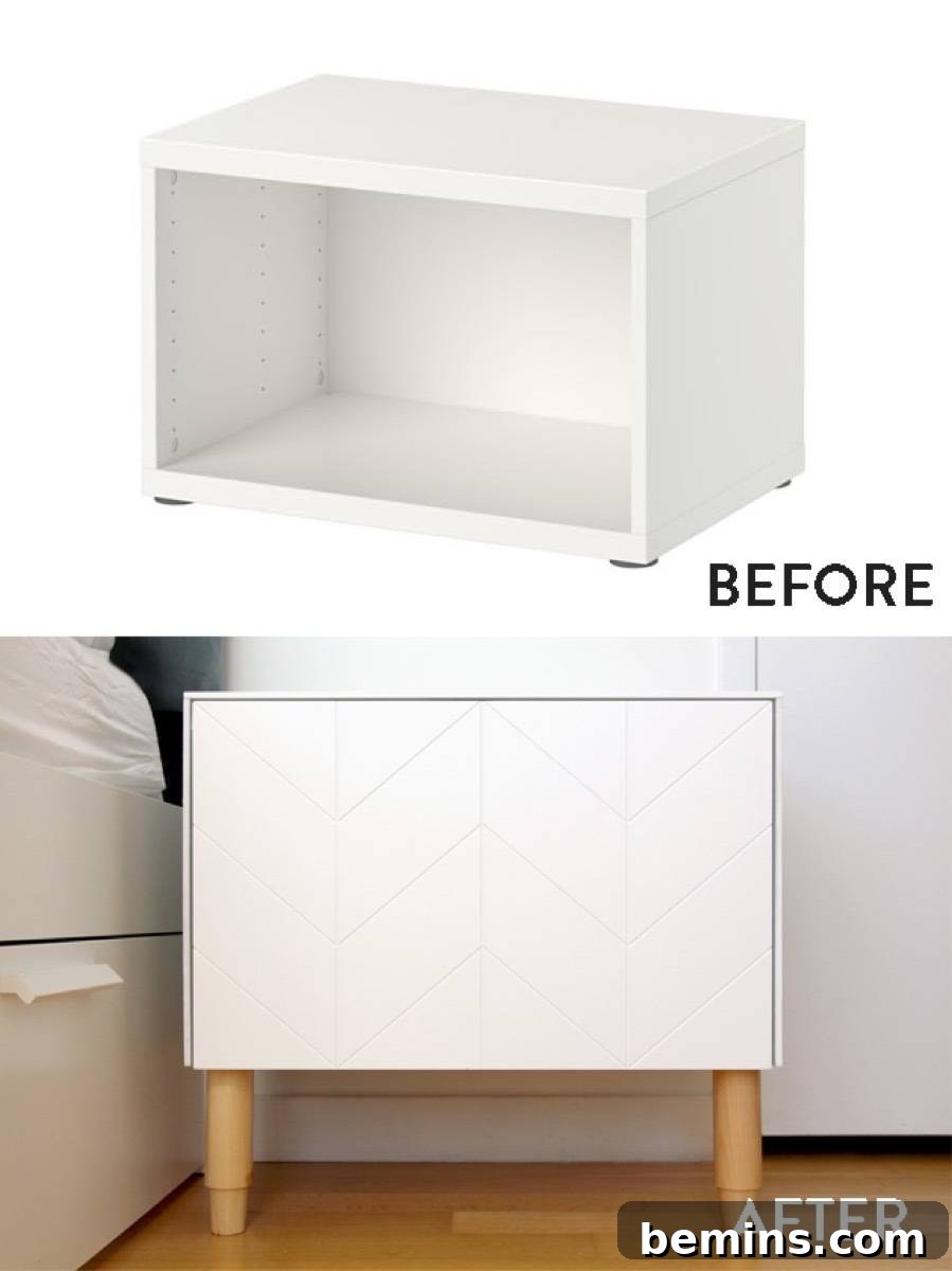 IKEA BESTA Hack: Geometric Nightstand Transformation 3 BESTA Before and After IKEA Hack showcasing the dramatic upgrade