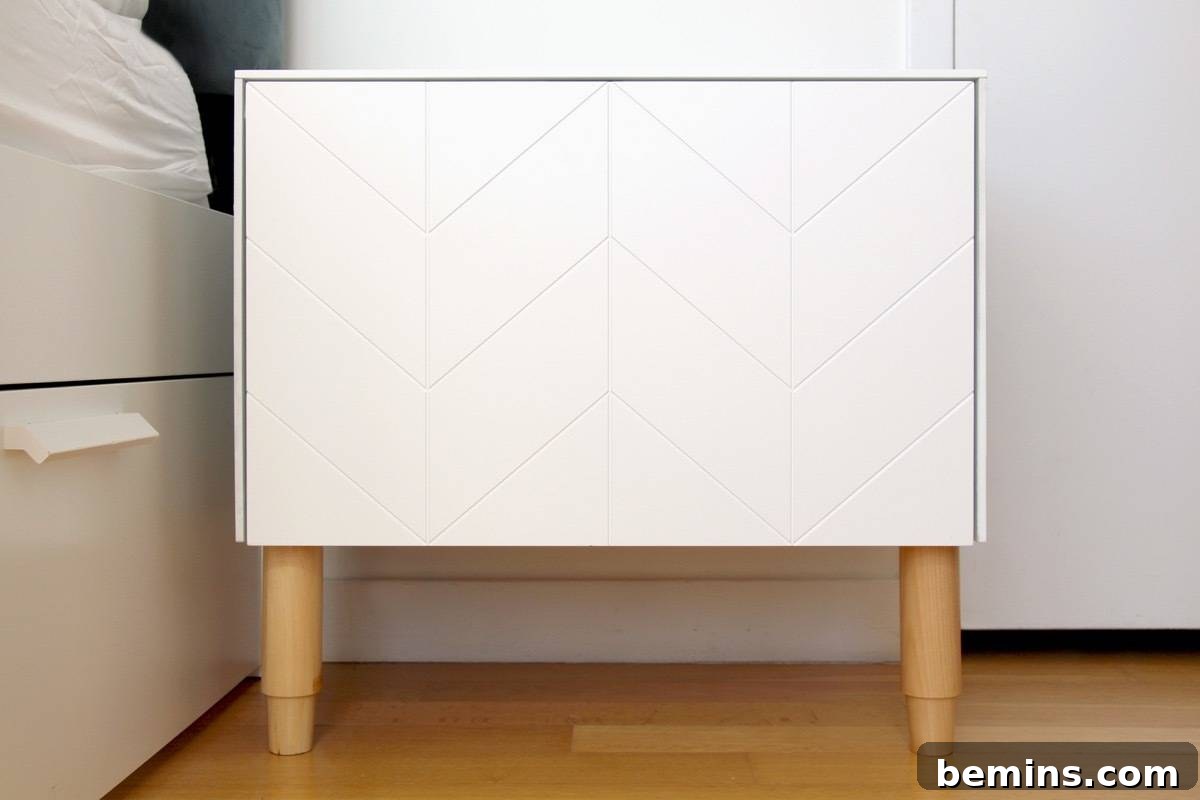 IKEA BESTA Hack: Geometric Nightstand Transformation 9 Norse Interiors BESTA hack: The finished nightstand with added style and storage