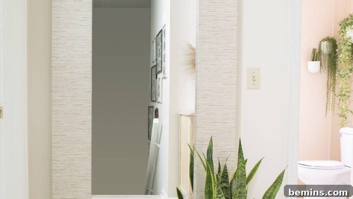 Ikea MONGSTAD Faux Grasscloth Wallpaper Mirror