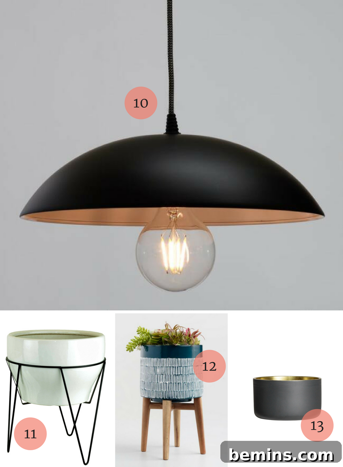 Decor Accents for a Mid-Century Modern Patio: Solar Pendant, Planters, and Candle Holders