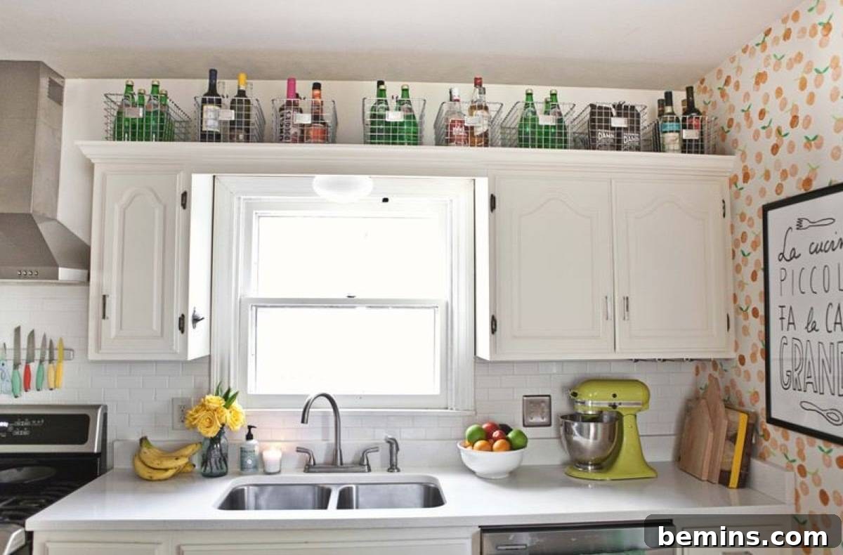 Baskets on cabinets
