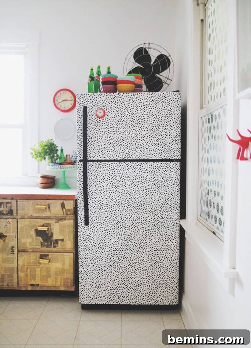 Wallpapered refrigerator