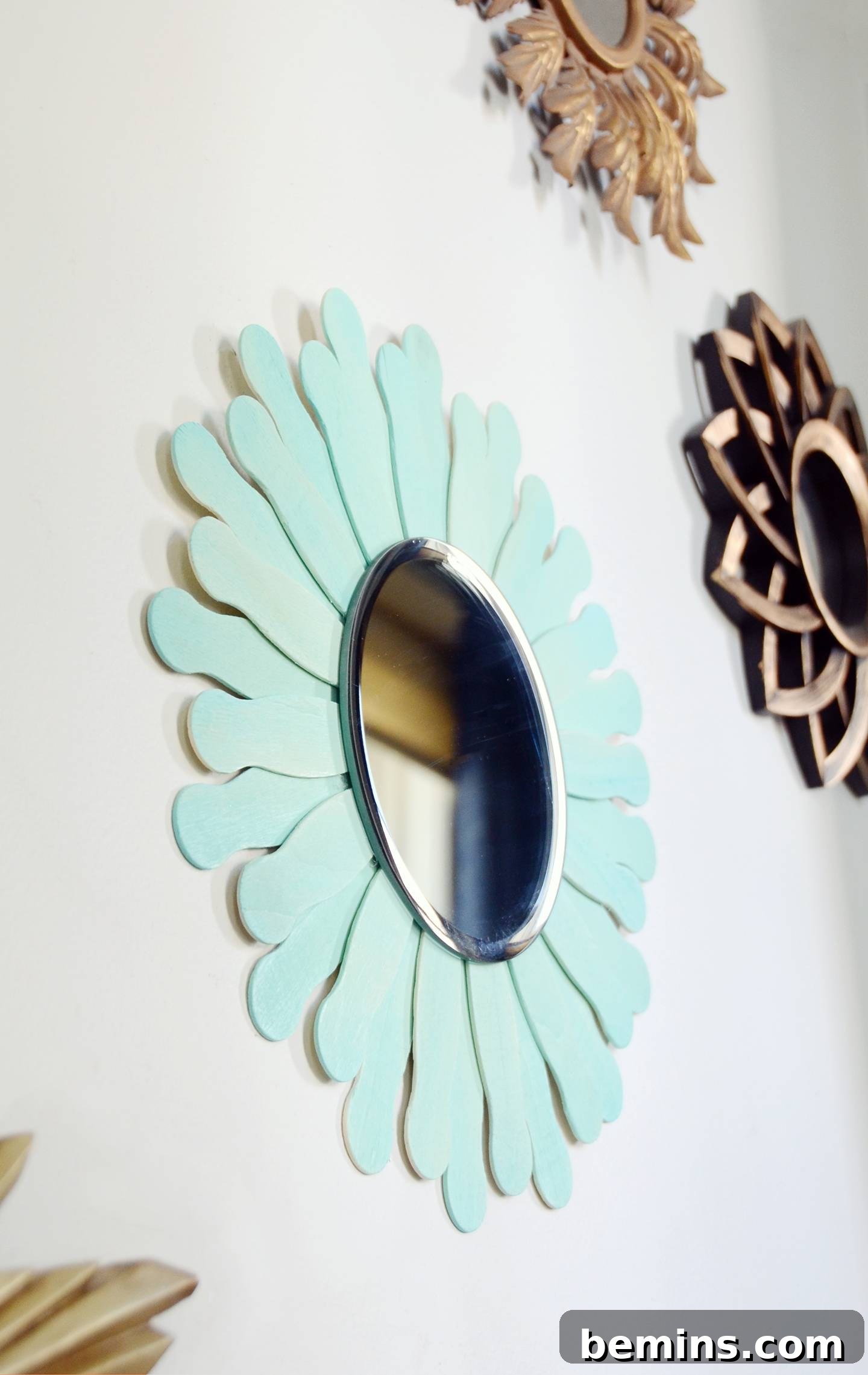 Finished DIY Wooden Starburst Mirror