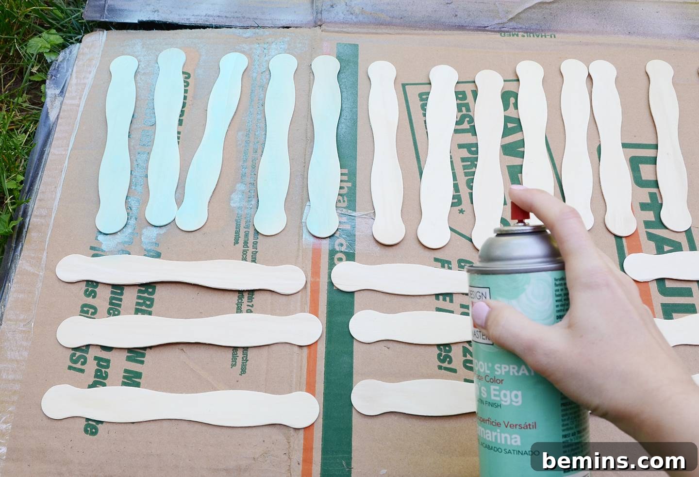 Step 1: Painting the Wooden Fan Waves