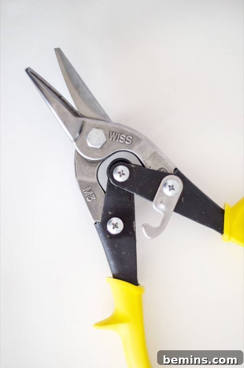 Close up of pair of aviation snips