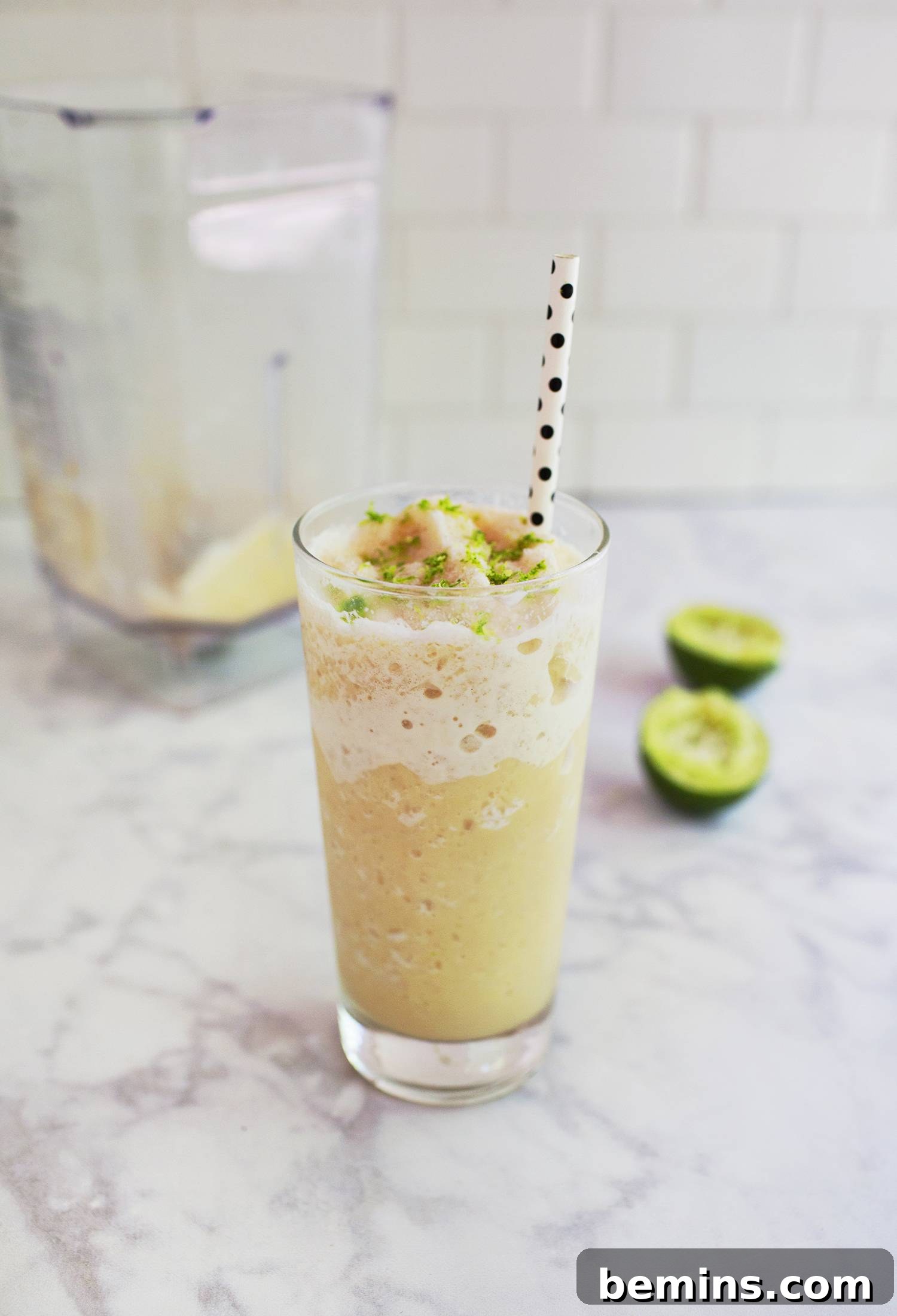 Blended coconut guillermo (lime juice) iced coffee 