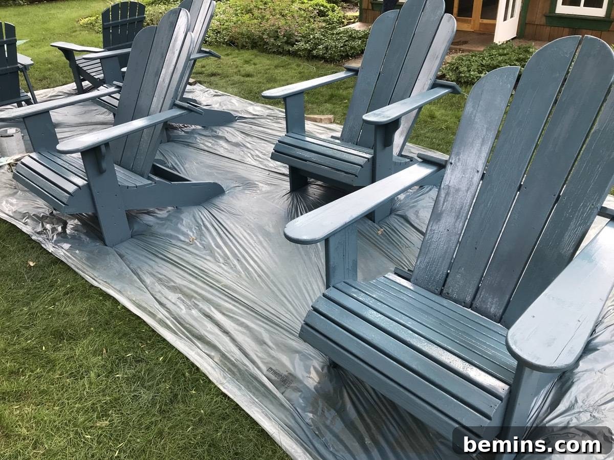 Summer-Ready Patio: A Fast & Fun Refresh 7 Freshly-painted Adirondack patio chairs
