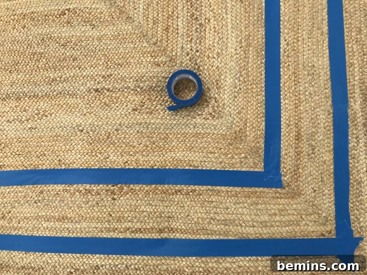 Summer-Ready Patio: A Fast & Fun Refresh 8 Blue tape marking off different sections of the floor.