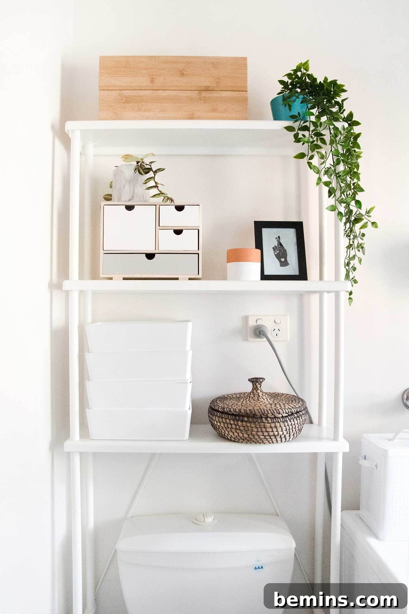 Laundry Room Makeover: Smart Storage Solutions 7 Over the toilet laundry room storage