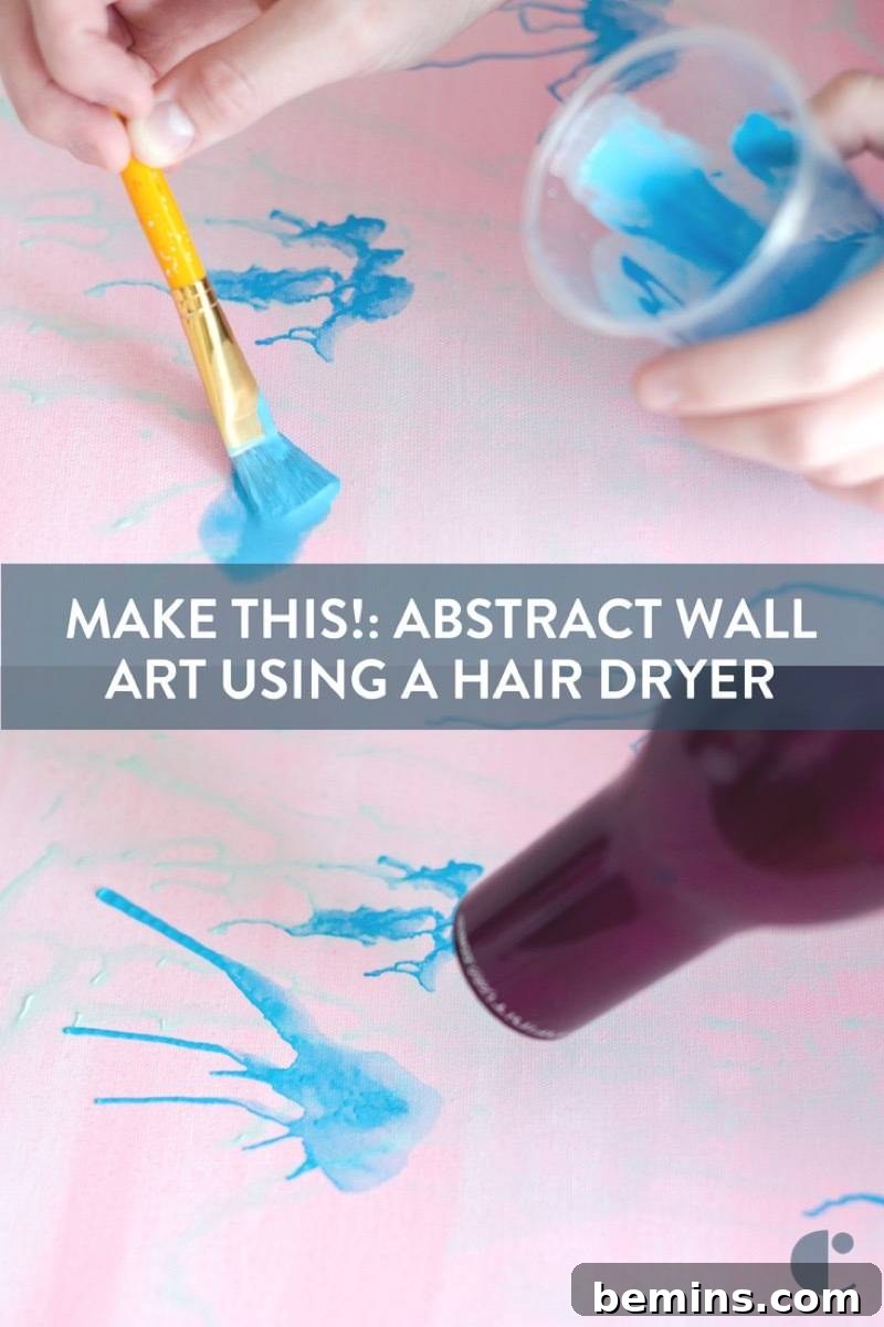 Abstract wall art using a hair dryer