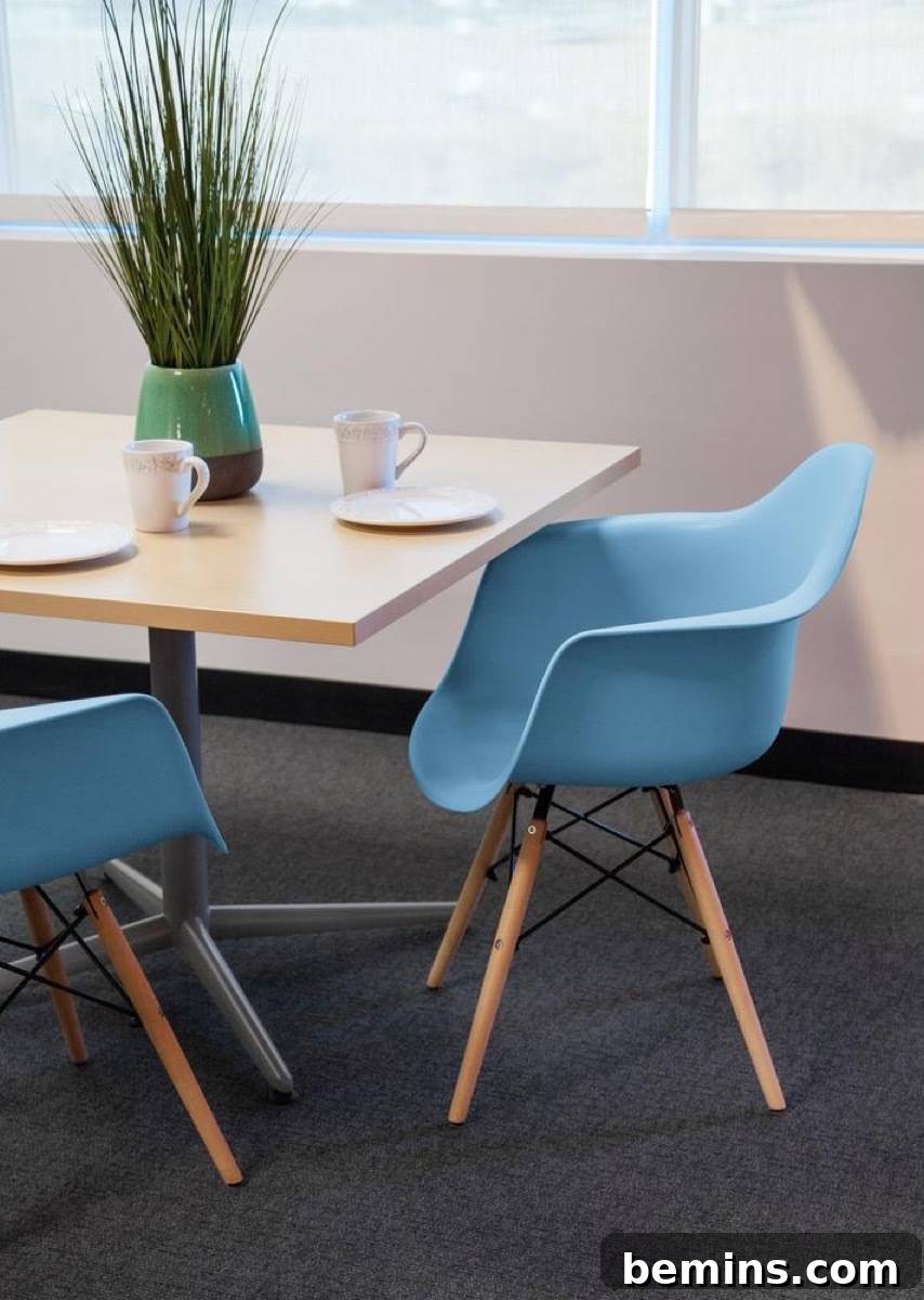 Set of two blue plastic shell chairs from The Home Depot