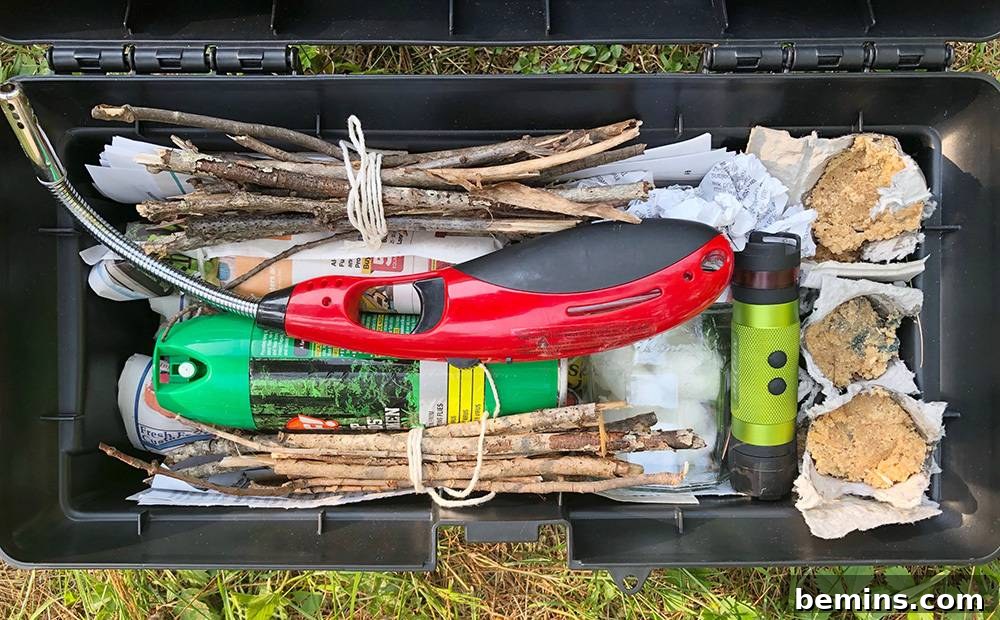 How to Build the Ultimate Campfire Starter Kit 4 Selection of fire-starter supplies for easy campfire ignition