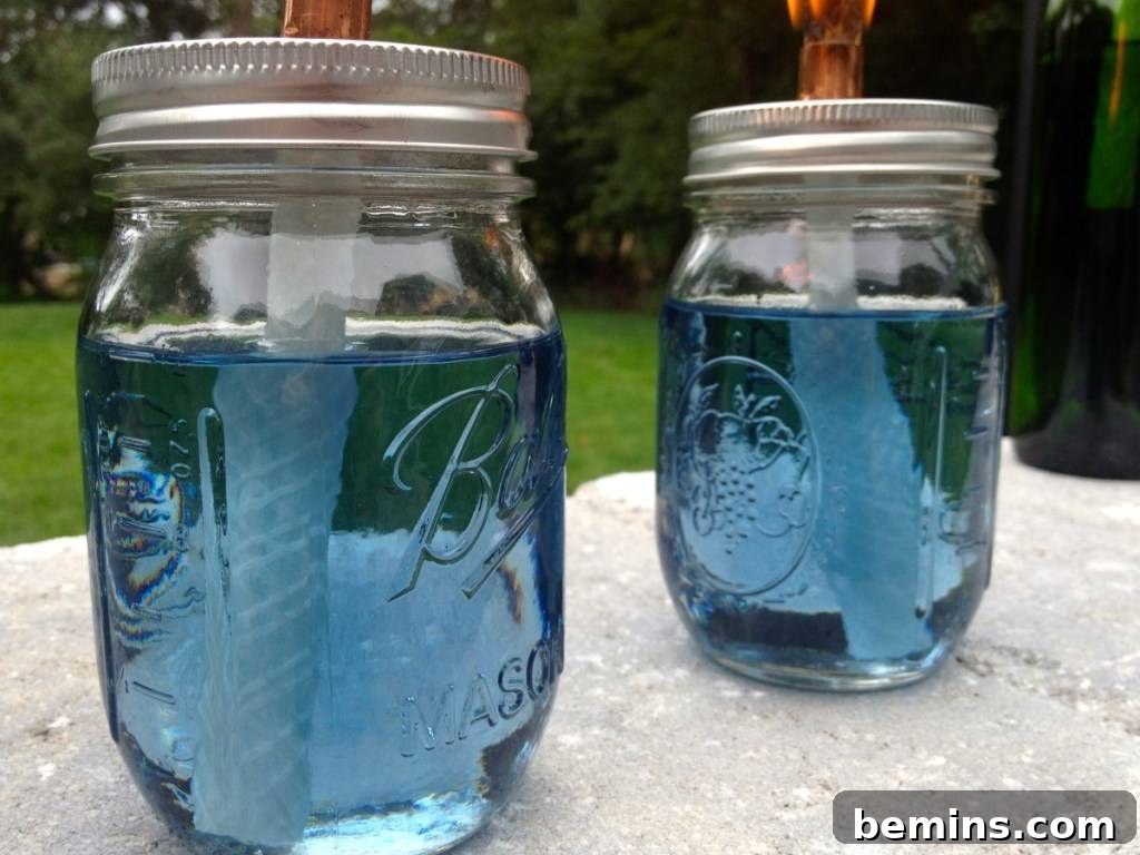 Citronella torches to repel mosquitoes