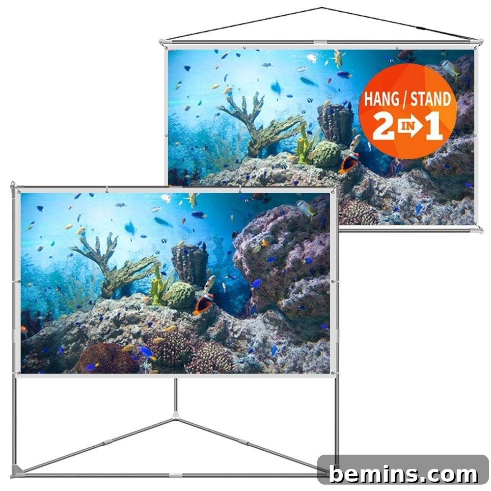 Portable projector screen for backyard movie night