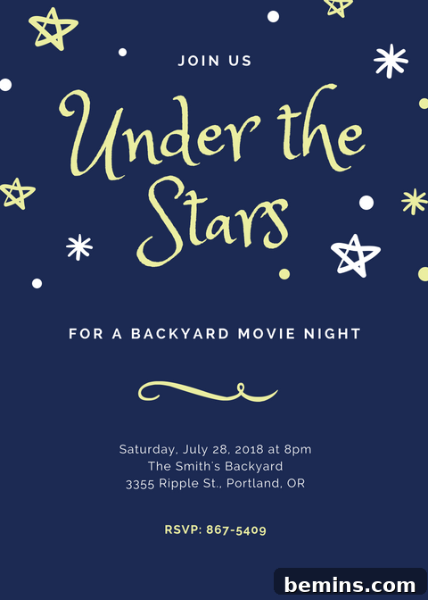 Outdoor movie night invitation template