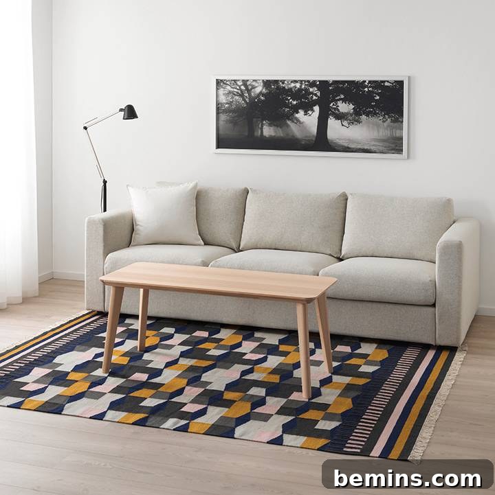 Mustard Yellow, Pink and Navy Rug