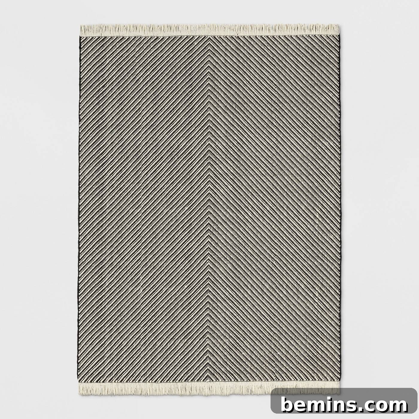 Black and White Chevron Woven Area Rug