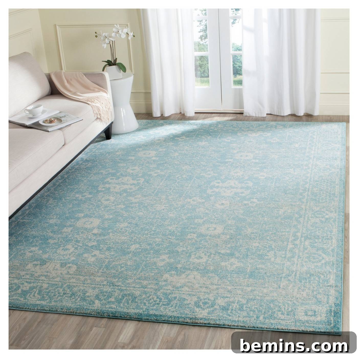 Aqua Traditional Style Area Rug