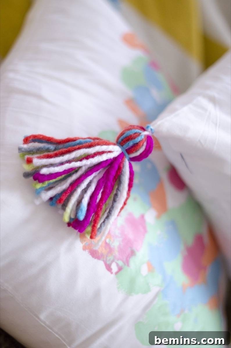 Inkblot Pillow Creations 9 Step 5: Tassels on DIY ink blot pillows