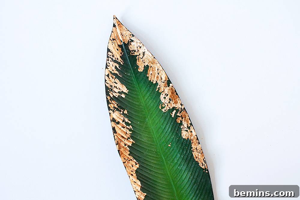A finished metallic-leafed plant, showcasing the elegant copper accent.