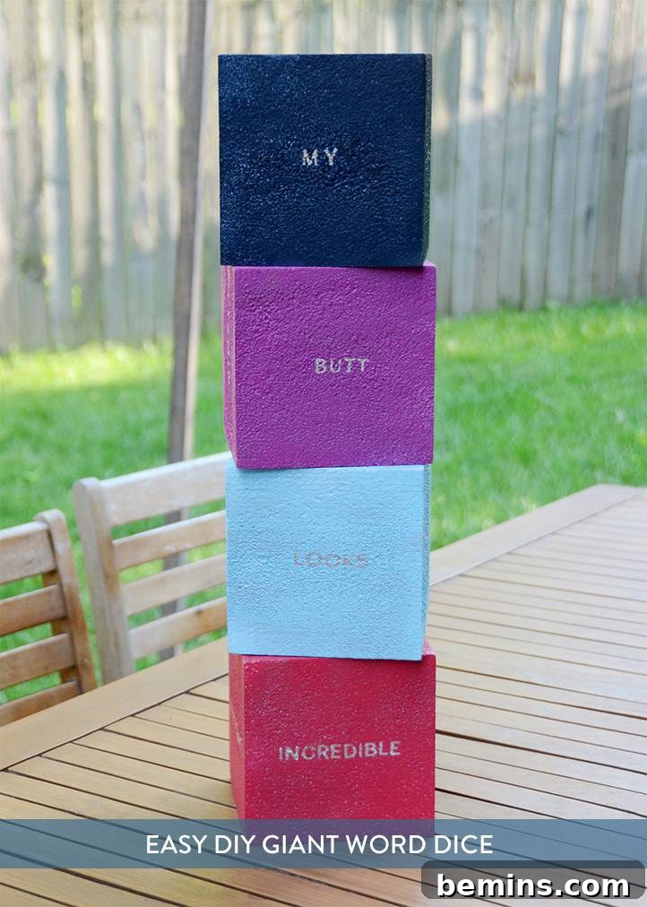 Share this DIY Giant Word Dice Project on Pinterest!