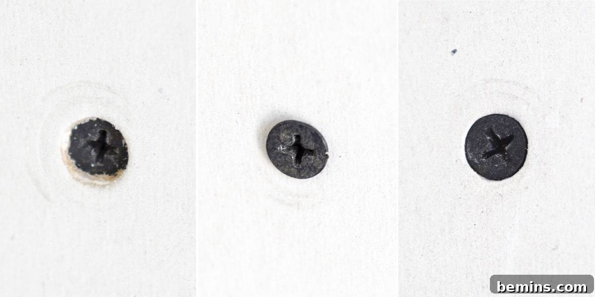 Depths of a screw in drywall