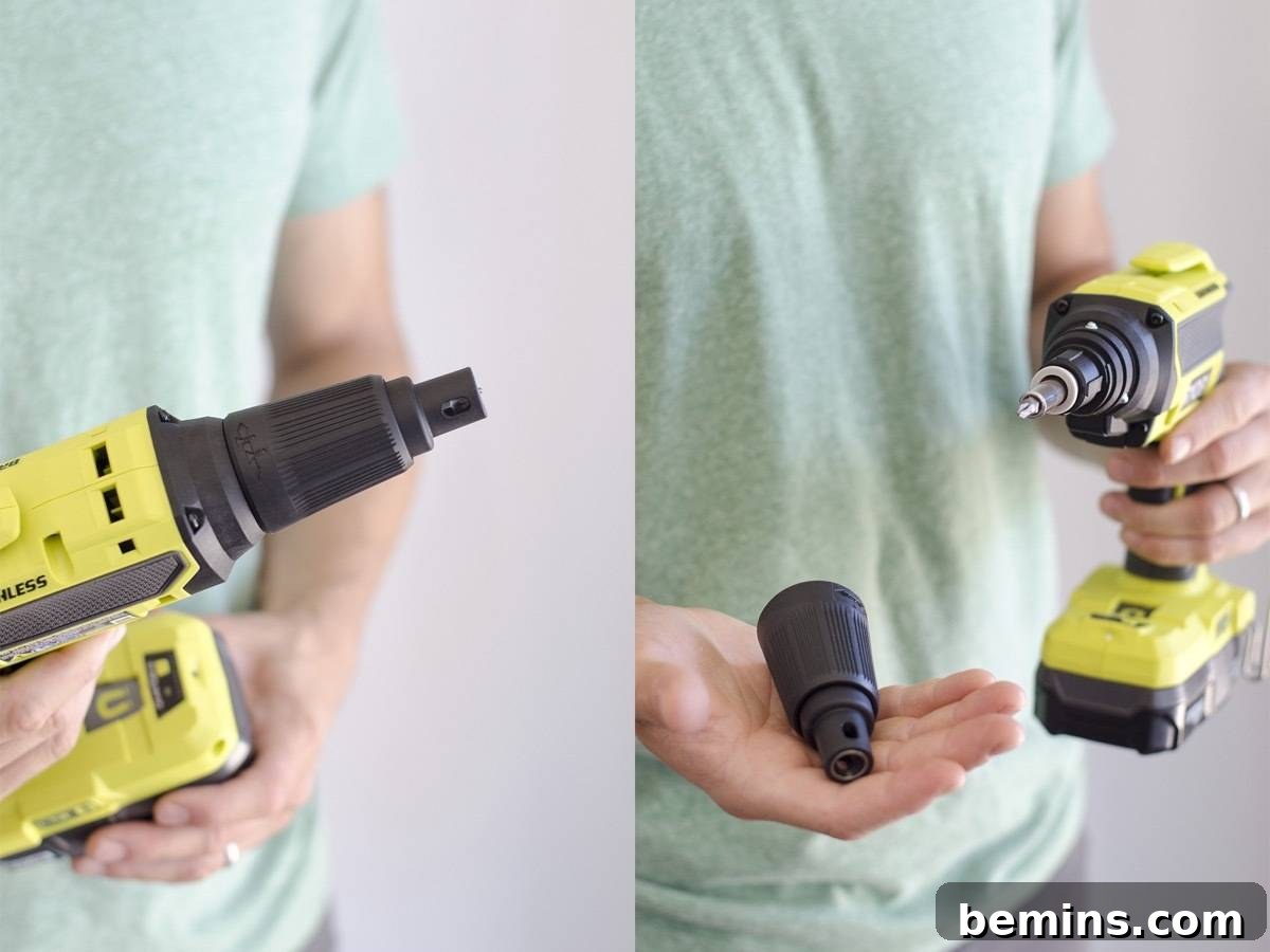 The Ryobi drywall screw gun with nose cone