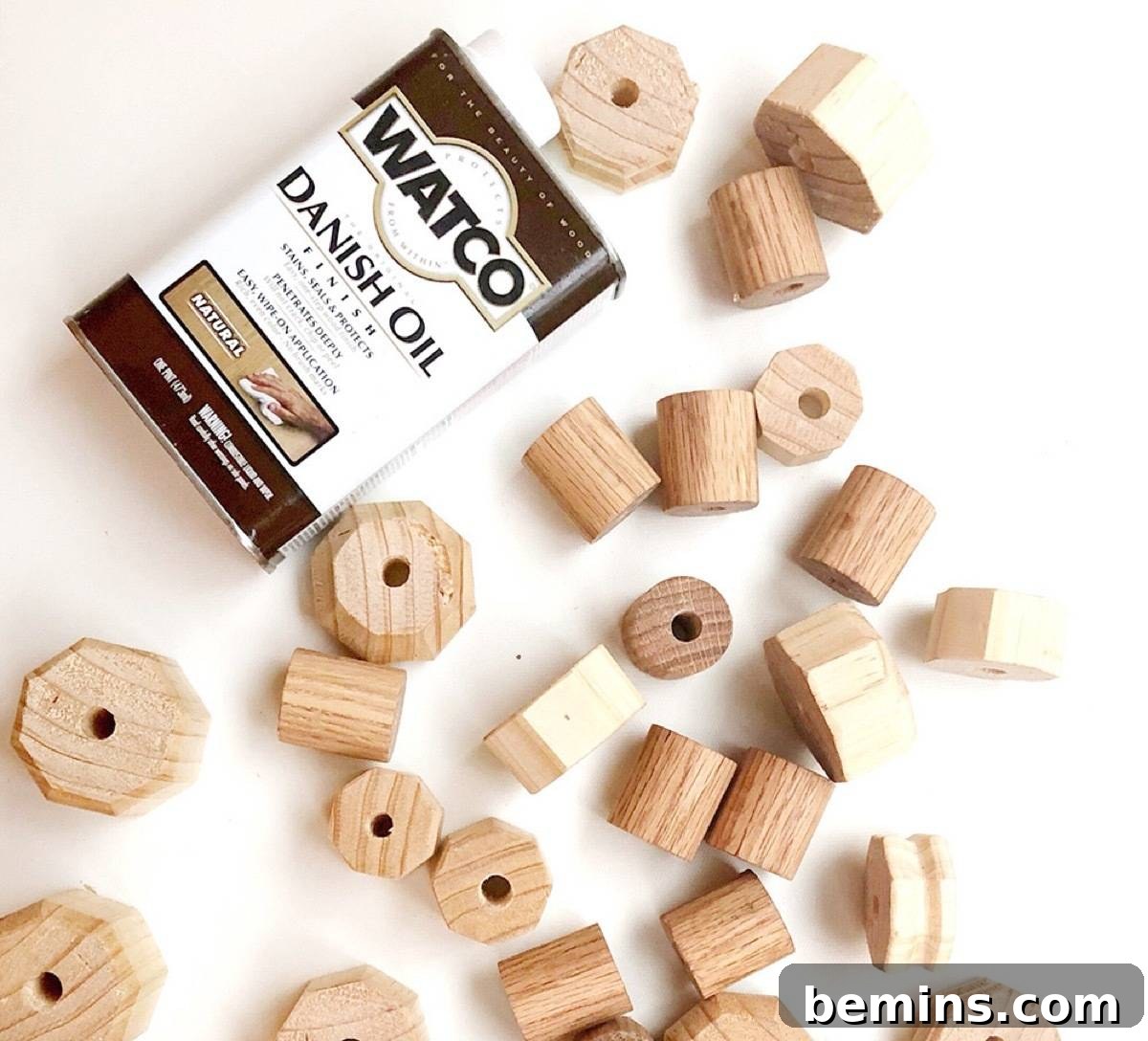 Chunky Wooden Bead Strand 5 Treat wood beads with Danish oil