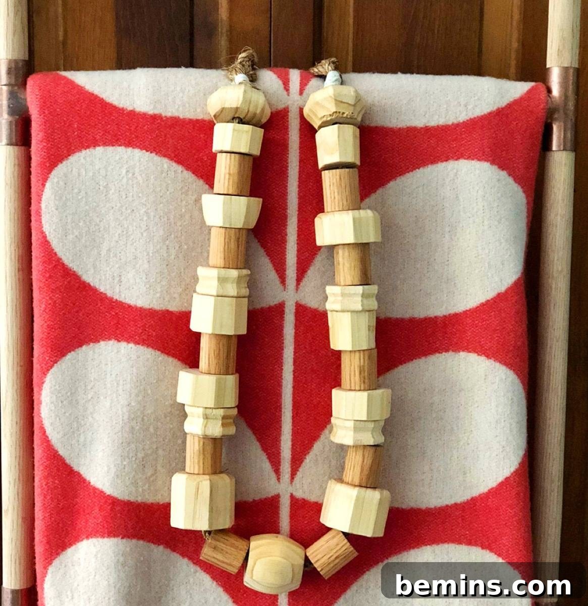 Chunky Wooden Bead Strand 7 Oversized Wood Bead Garland